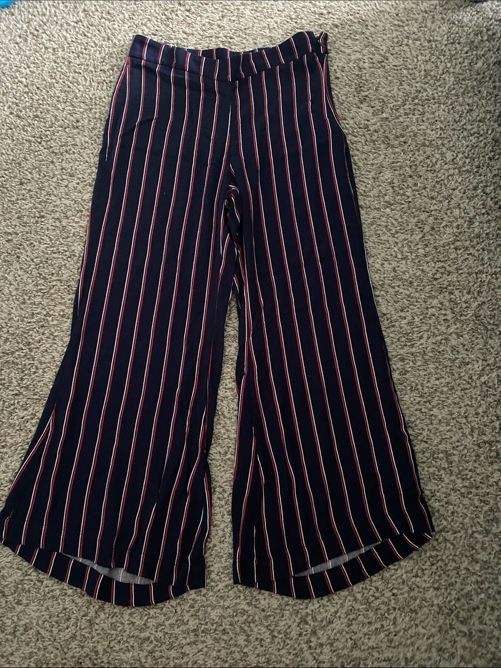 silence + noise Navy Wide Leg Striped Pants